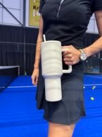 Maxi dydžio gertuvė baltos spalvos su šiaudeliu - Image 3